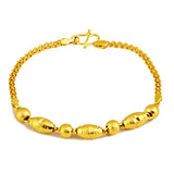 24k Yellow Pixiu Round Olive Beads Bracelet for Women