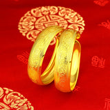 24k Yellow Flowers Carving Chain Bracelets for Women Bride Wedding