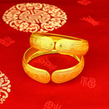 24k Yellow Flowers Carving Chain Bracelets for Women Bride Wedding