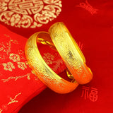 24k Yellow Flowers Carving Chain Bracelets for Women Bride Wedding
