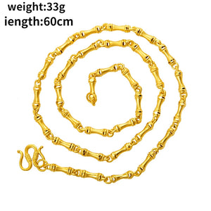 24k Yellow Plated Bamboo Necklace Chain for Men Classical Snake Bone Necklaces