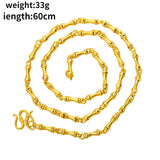 24k Yellow Plated Bamboo Necklace Chain for Men Fine Jewelry