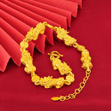 24k Yellow Plated Pixu Pendant Bracelet for Men Women