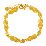24k Yellow Plated Pixu Pendant Bracelet for Men Women
