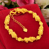 24k Yellow Plated Pixu Pendant Bracelet for Men Women