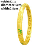 24k Yellow Plated Enamel Hand Chain Bangle for Women