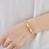 24k Yellow Plated Pixiu Lucky Bead Bracelet for Women