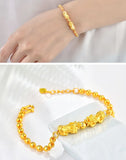 24k Yellow Plated Pixiu Lucky Bead Bracelet for Women