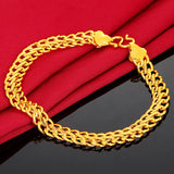 24k Yellow Plated Watch Bracelet Men Dragon Pattern