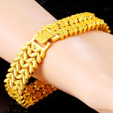 24k Gold Plated Heart Pattern Watch Bracelet for Men Women