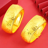 Dragon Phoenix Bracelet 25MM 24k Yellow Plated Fine Jewelry