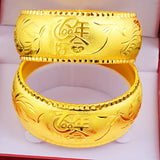 Dragon Phoenix Bracelet 25MM 24k Yellow Plated Fine Jewelry