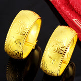 Dragon Phoenix Bracelet 25MM 24k Yellow Plated Fine Jewelry