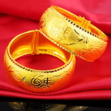 Dragon Phoenix Bracelet 25MM 24k Yellow Plated Fine Jewelry