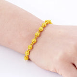 24k Yellow Plated Bracelet For Women Sand Frosted Bead Hand Chain