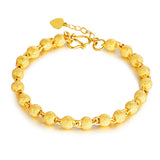 24k Yellow Plated Bracelet For Women Sand Frosted Bead Hand Chain