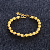24k Yellow Plated Bracelet For Women Sand Frosted Bead Hand Chain