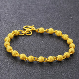 24k Yellow Plated Bracelet For Women Sand Frosted Bead Hand Chain
