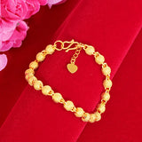 24k Yellow Plated Bracelet For Women Sand Frosted Bead Hand Chain