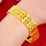 24k Gold-Plated Peach Heart Watch Bracelet Wedding Jewelry