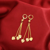 24k Yellow Gold Love Shaped Earrings for Women