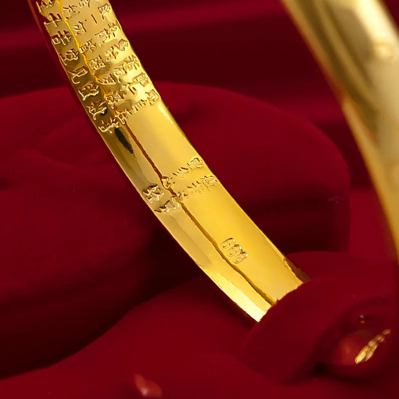 24k Yellow Plated Heart Sutra Bracelet Vintage Bangle Wedding Birthday