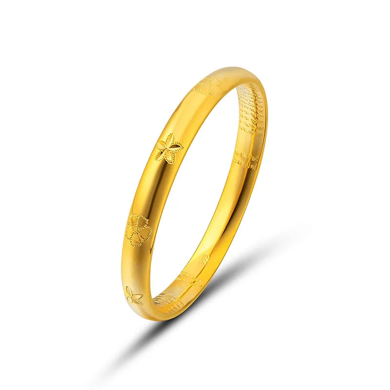 24k Yellow Plated Heart Sutra Bracelet Vintage Bangle Wedding Birthday