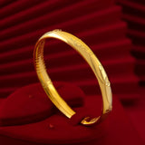 24k Yellow Plated Heart Sutra Bracelet Vintage Bangle Wedding Birthday