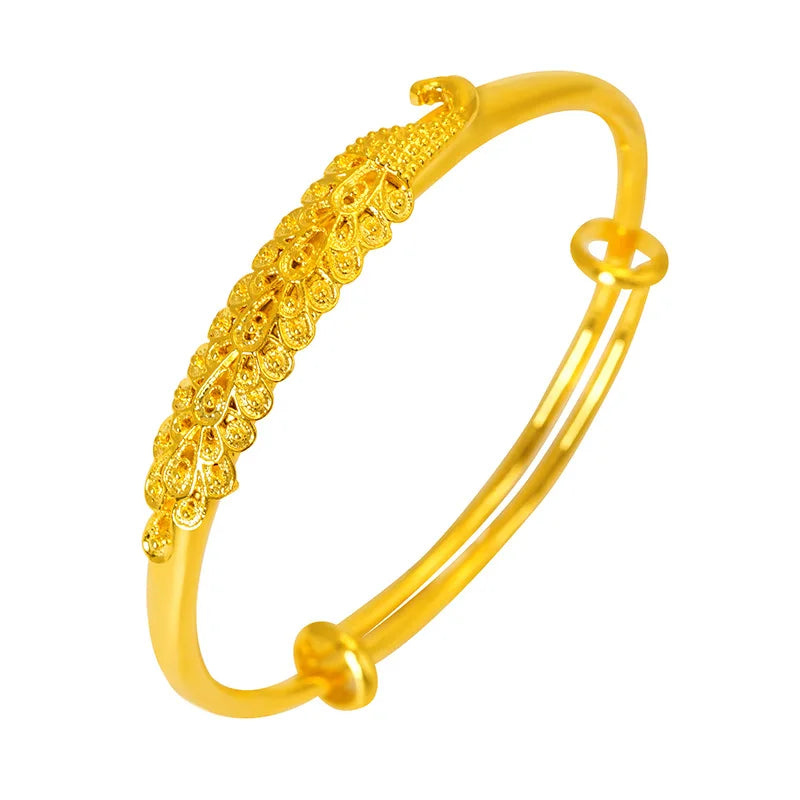 24k Yellow Plated Peacock Bracelet for Women Phoenix Adjustable Bangle
