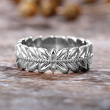 24k Yellow Gold Leaves Shaped Ring Women Men 14K 925 Wedding Ring