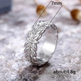 24k Yellow Gold Leaves Shaped Ring Women Men 14K 925 Wedding Ring