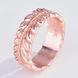 24k Yellow Gold Leaves Shaped Ring Women Men 14K 925 Wedding Ring