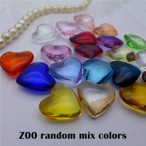 Heart Crystal Flat Pendants Glass Charms Chandelier Lamp Bead Drop