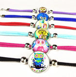 24pc Owl Cartoon Red Rose Silver Bracelets for Kids Girls