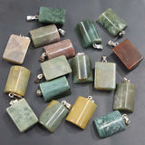 24pc Indian Agate Semi Cylindrical Pendant Reiki Charms DIY Necklace Jewelry