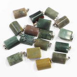 24pc Indian Agate Semi Cylindrical Pendant Reiki Charms DIY Necklace Jewelry