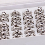 Silver Couples Ring Wedding Band Zircon Anniversary Party Jewelry