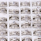 Silver Couples Ring Wedding Band Zircon Anniversary Party Jewelry