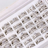 Silver Couples Ring Wedding Band Zircon Anniversary Party Jewelry