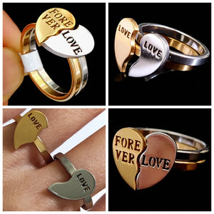 Heart Shape Love Couple Rings Set Stainless Steel Jewelry