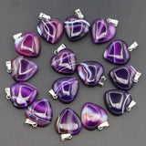 20MM Purple Agate Heart Necklace Pendants Charms DIY Jewelry Making