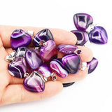 20MM Purple Agate Heart Necklace Pendants Charms DIY Jewelry Making