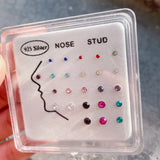 24pcs 22G Crystal 925 Silver Nose Rings Studs 1.5-3mm Piercing Jewelry