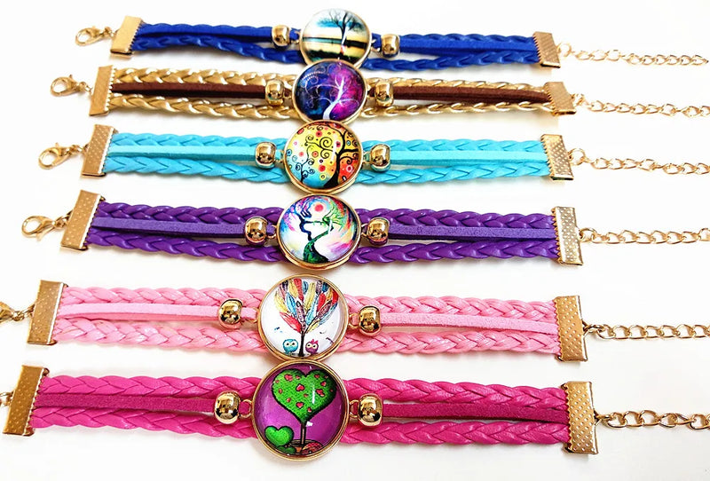 24pcs Plated Glass Bracelets Pink Rose Lattice Dot Hand Chain for Girls