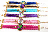 24pcs Plated Glass Bracelets Pink Rose Lattice Dot Hand Chain for Girls