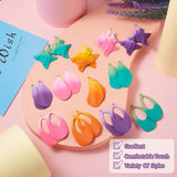 24pcs Gradient Iron Pendants Leaf Plant Teardrop Wave Pendant for DIY Jewelry