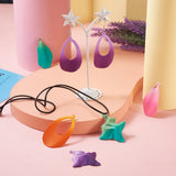 24pcs Gradient Iron Pendants Leaf Plant Teardrop Wave Pendant for DIY Jewelry