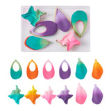 24pcs Gradient Iron Pendants Leaf Plant Teardrop Wave Pendant for DIY Jewelry