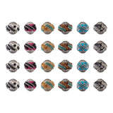 24pcs Rhinestone Alloy Core Round Beads for Jewelry Making