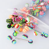 24pcs Colourful Tongue Barbell Piercing Nipple Ring Ear Cartilage Bar 14G